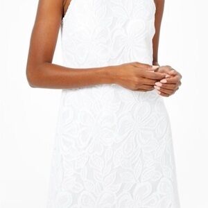 Lilly Pulitzer White Marquette Resort Lace Wildflower Striped Dress Size Small